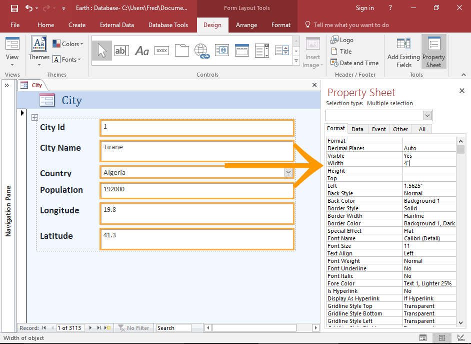 How to Resize Form Controls in Access 2016