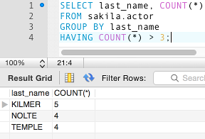 mysql count group by having