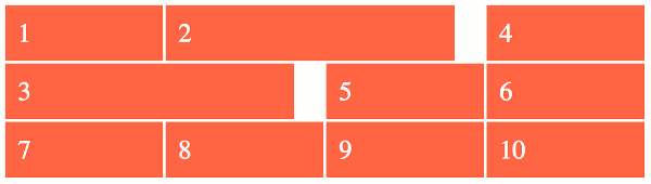 Screenshot of a grid using the 'dense' algorithm.
