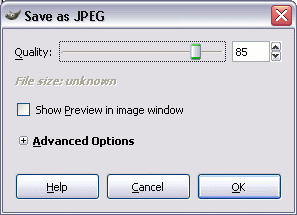 Choosing JPEG quality.